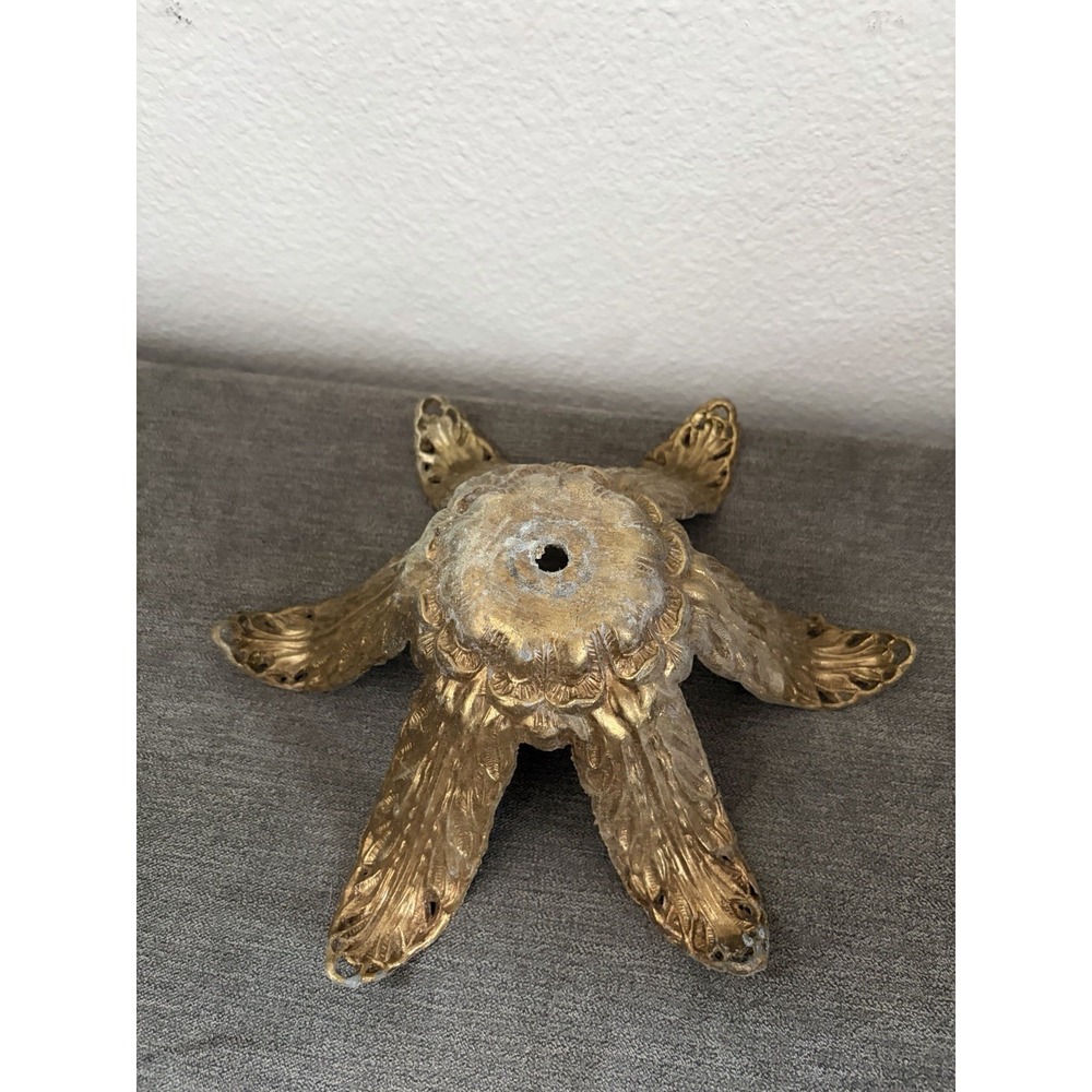 Vintage ONE Cast Brass Bobeche Part For Lamp/ Chandelier 10" Repurposed Salvage